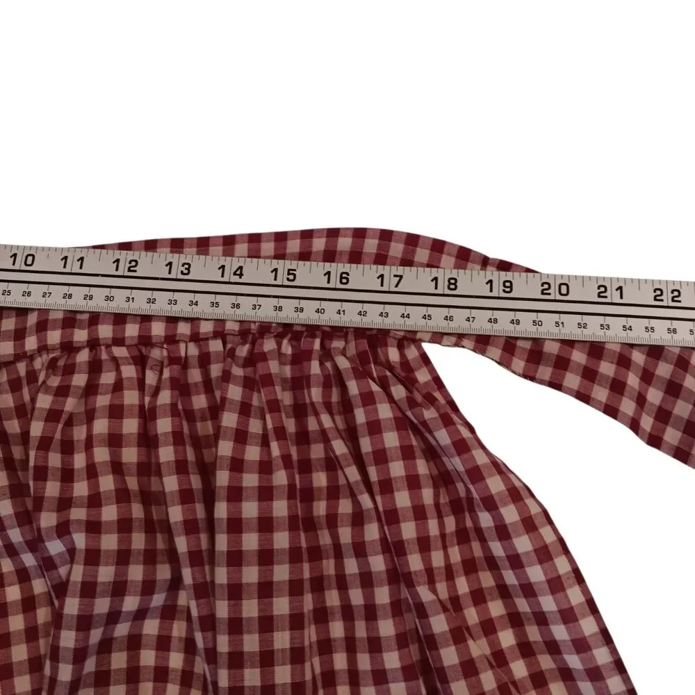 VTG Red and White Check Half Apron Gingham W/ White Rick Rack Trim Front Pocket